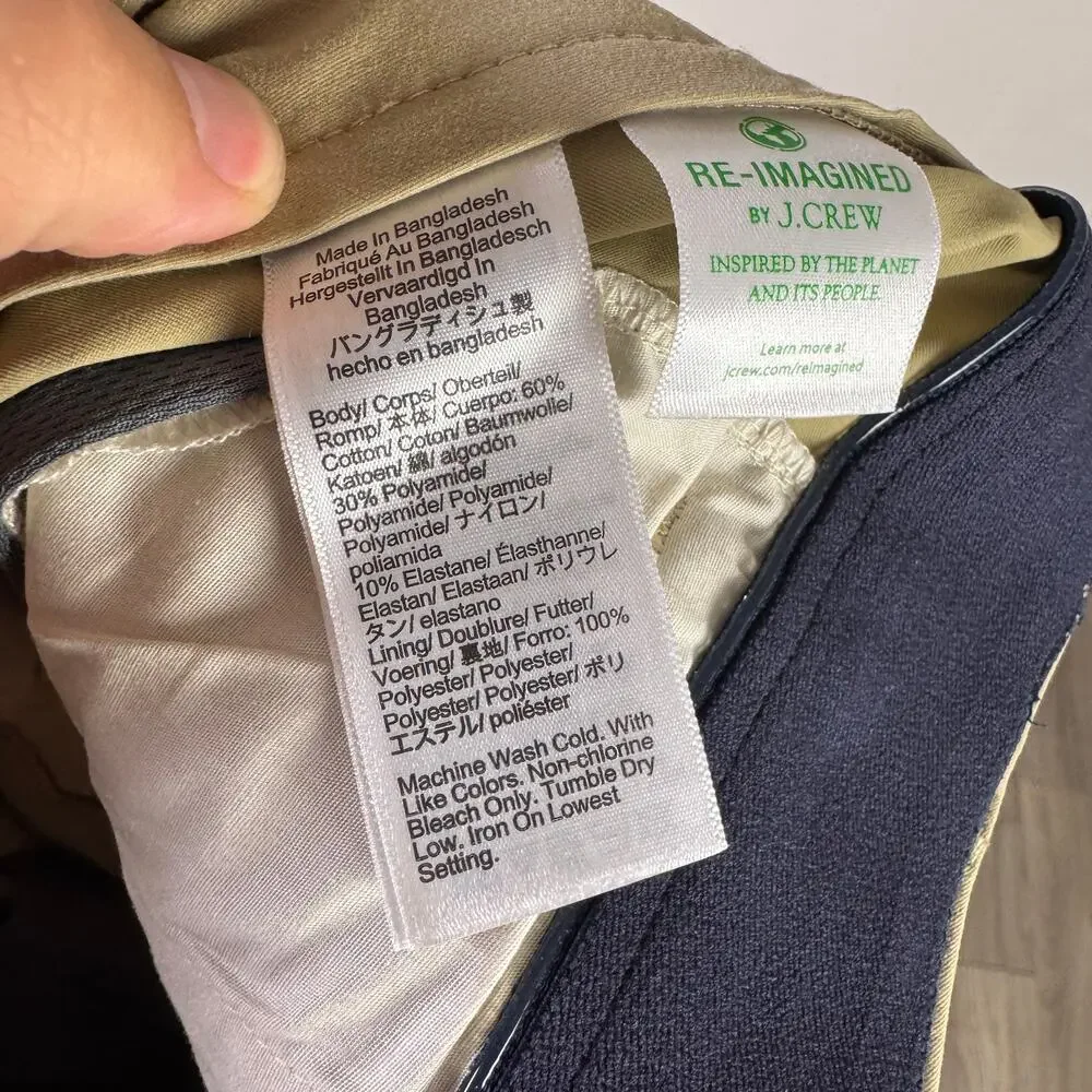 J.Crew 484 Slim-Fit Tech Pants Mens 31x32 Tan Stretch Chino Straight Leg Zip Fly